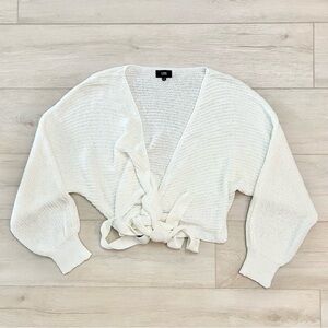 Line the Label Balloon Sleeve Lightweight Knit Tie Wrap Blouse Size Small